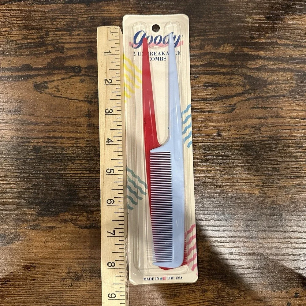 Vintage GOODY Unbreakable Tail Combs Red & Blue Teasing Sealed 2‎ Pack